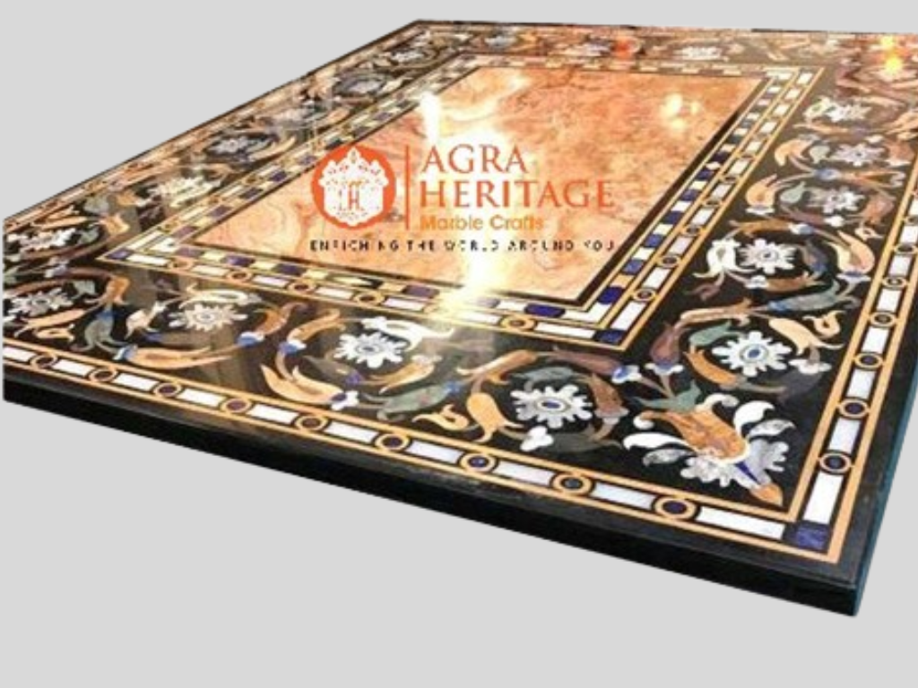 Marble Top Dining Table Floral Pietra Dura Inlay Design